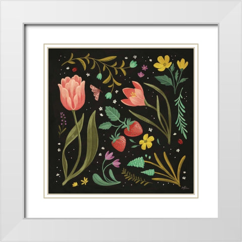 Spring Botanical III Black White Modern Wood Framed Art Print with Double Matting by Penner, Janelle