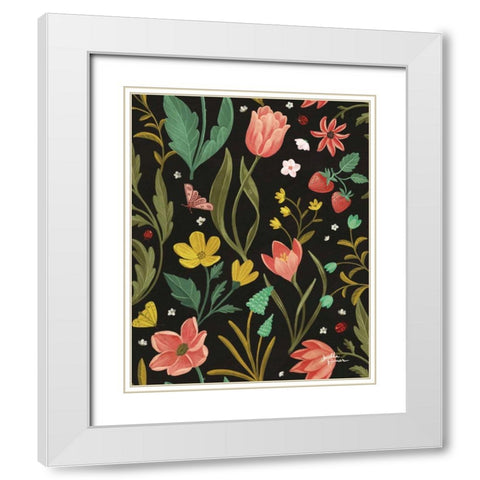 Spring Botanical Pattern IA White Modern Wood Framed Art Print with Double Matting by Penner, Janelle