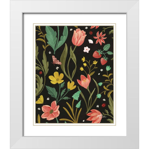 Spring Botanical Pattern IA White Modern Wood Framed Art Print with Double Matting by Penner, Janelle