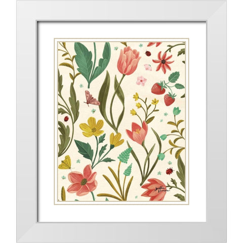 Spring Botanical Pattern IB White Modern Wood Framed Art Print with Double Matting by Penner, Janelle