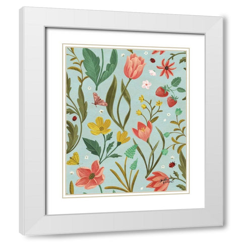 Spring Botanical Pattern IC White Modern Wood Framed Art Print with Double Matting by Penner, Janelle