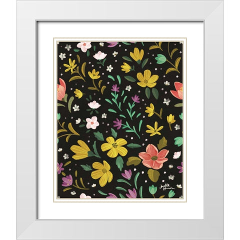 Spring Botanical Pattern IIA White Modern Wood Framed Art Print with Double Matting by Penner, Janelle