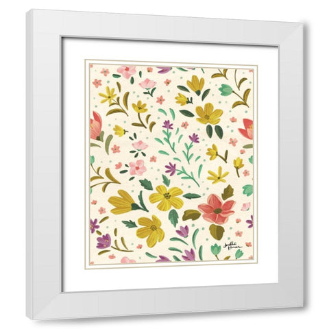Spring Botanical Pattern IIB White Modern Wood Framed Art Print with Double Matting by Penner, Janelle