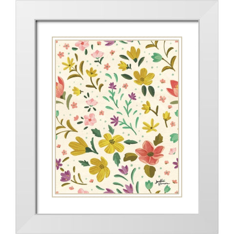 Spring Botanical Pattern IIB White Modern Wood Framed Art Print with Double Matting by Penner, Janelle