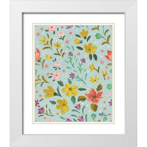 Spring Botanical Pattern IIC White Modern Wood Framed Art Print with Double Matting by Penner, Janelle