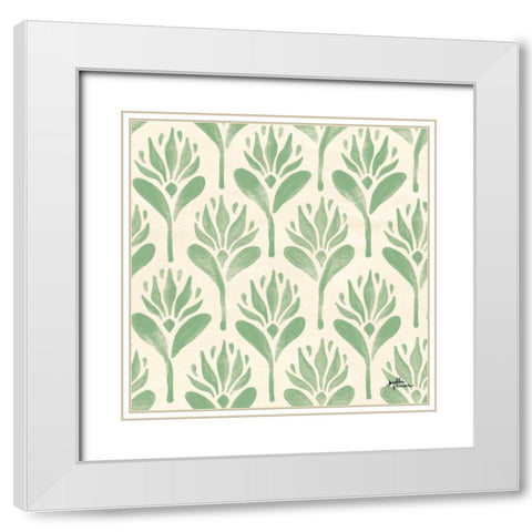 Spring Botanical Pattern IVC White Modern Wood Framed Art Print with Double Matting by Penner, Janelle