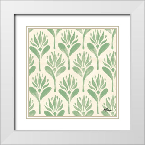 Spring Botanical Pattern IVC White Modern Wood Framed Art Print with Double Matting by Penner, Janelle