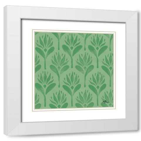 Spring Botanical Pattern VC White Modern Wood Framed Art Print with Double Matting by Penner, Janelle