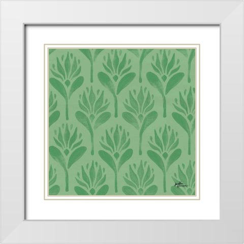 Spring Botanical Pattern VC White Modern Wood Framed Art Print with Double Matting by Penner, Janelle