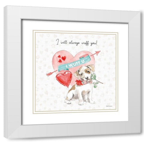 Paws of Love II White Modern Wood Framed Art Print with Double Matting by Grove, Beth