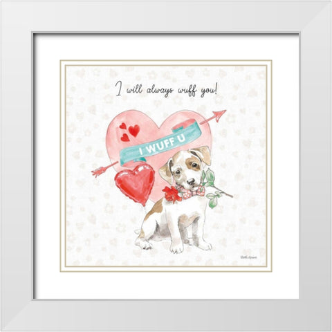 Paws of Love II White Modern Wood Framed Art Print with Double Matting by Grove, Beth