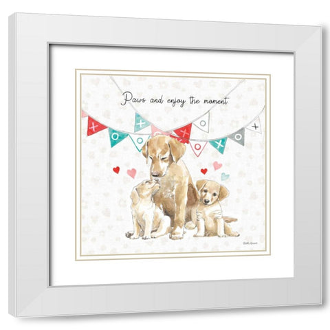 Paws of Love III White Modern Wood Framed Art Print with Double Matting by Grove, Beth