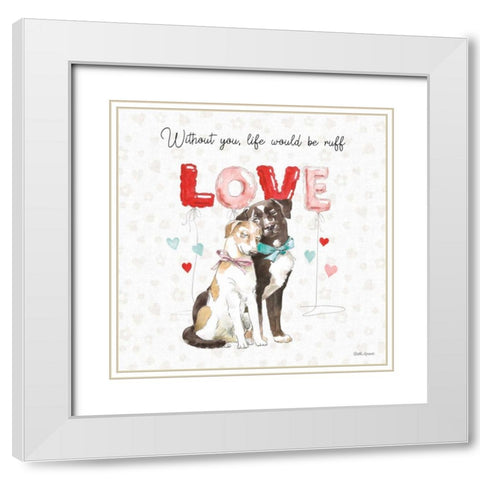 Paws of Love IV White Modern Wood Framed Art Print with Double Matting by Grove, Beth