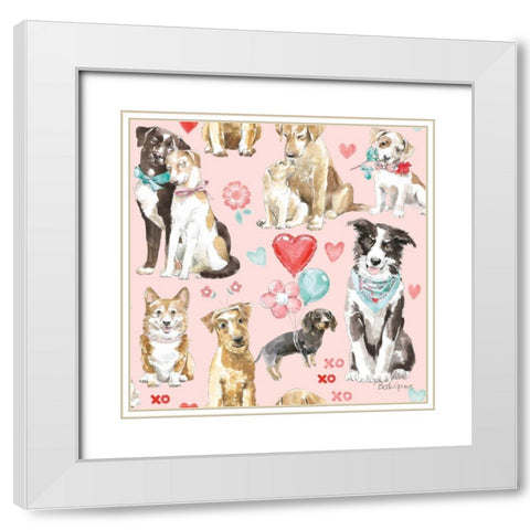 Paws of Love Pattern IB White Modern Wood Framed Art Print with Double Matting by Grove, Beth