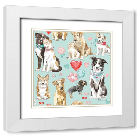 Paws of Love Pattern IC White Modern Wood Framed Art Print with Double Matting by Grove, Beth