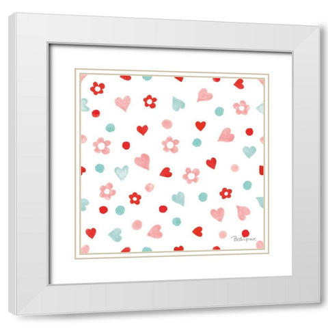 Paws of Love Pattern IIA White Modern Wood Framed Art Print with Double Matting by Grove, Beth