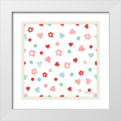 Paws of Love Pattern IIA White Modern Wood Framed Art Print with Double Matting by Grove, Beth