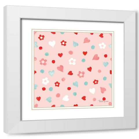 Paws of Love Pattern IIB White Modern Wood Framed Art Print with Double Matting by Grove, Beth