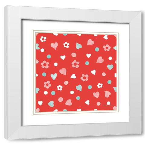 Paws of Love Pattern IIC White Modern Wood Framed Art Print with Double Matting by Grove, Beth