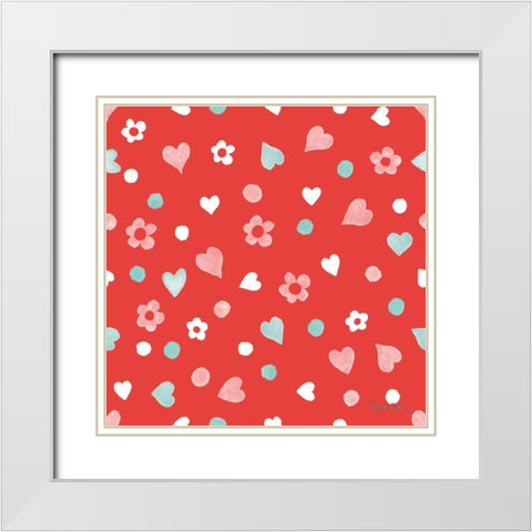 Paws of Love Pattern IIC White Modern Wood Framed Art Print with Double Matting by Grove, Beth