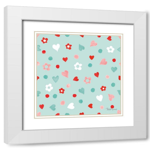 Paws of Love Pattern IID White Modern Wood Framed Art Print with Double Matting by Grove, Beth