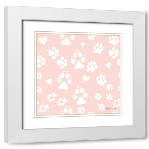 Paws of Love Pattern IIIB White Modern Wood Framed Art Print with Double Matting by Grove, Beth