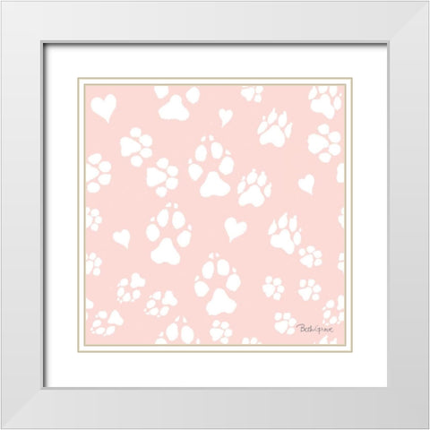 Paws of Love Pattern IIIB White Modern Wood Framed Art Print with Double Matting by Grove, Beth