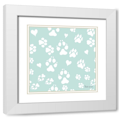 Paws of Love Pattern IIID White Modern Wood Framed Art Print with Double Matting by Grove, Beth