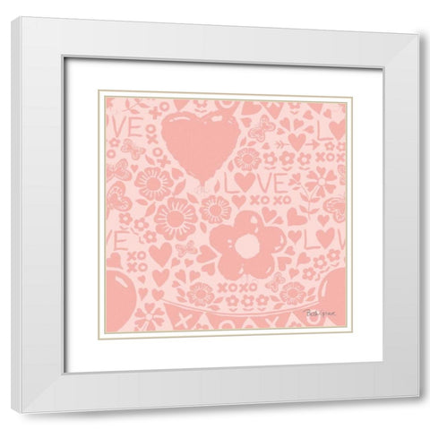 Paws of Love Pattern IVB White Modern Wood Framed Art Print with Double Matting by Grove, Beth