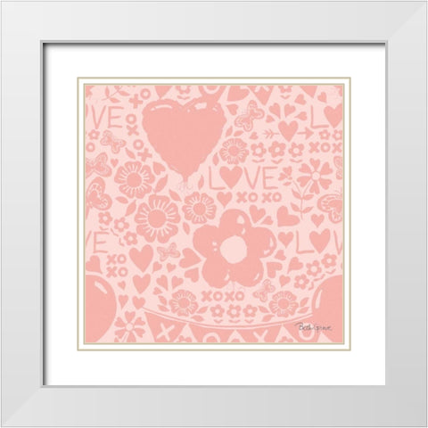 Paws of Love Pattern IVB White Modern Wood Framed Art Print with Double Matting by Grove, Beth