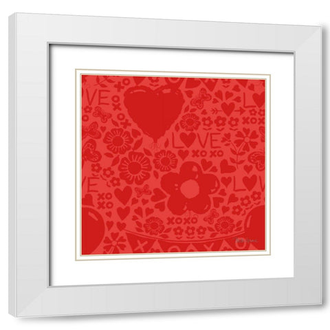 Paws of Love Pattern IVC White Modern Wood Framed Art Print with Double Matting by Grove, Beth