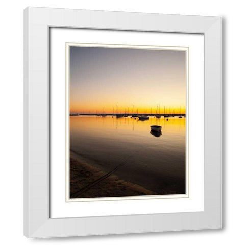Marthas Vineyard Sunset I White Modern Wood Framed Art Print with Double Matting by Aledanda