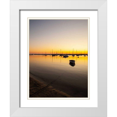 Marthas Vineyard Sunset I White Modern Wood Framed Art Print with Double Matting by Aledanda