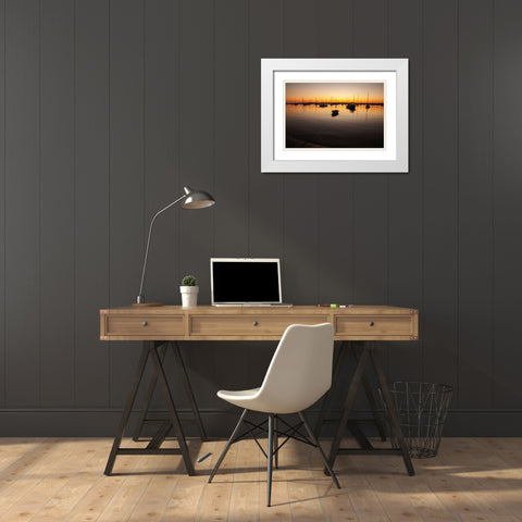 Marthas Vineyard Sunset II White Modern Wood Framed Art Print with Double Matting by Aledanda