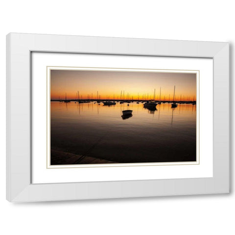 Marthas Vineyard Sunset II White Modern Wood Framed Art Print with Double Matting by Aledanda