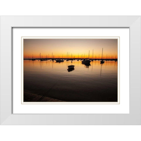 Marthas Vineyard Sunset II White Modern Wood Framed Art Print with Double Matting by Aledanda