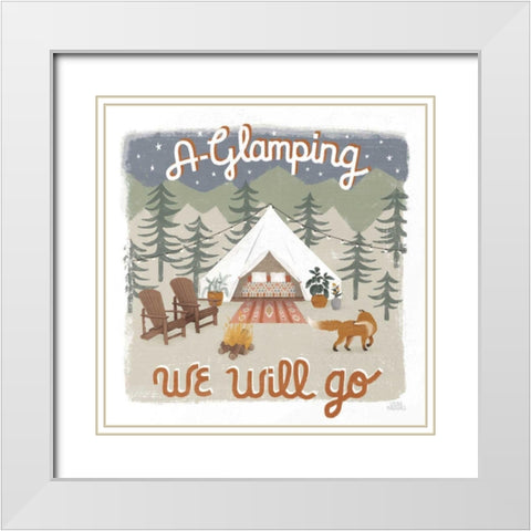 Gone Glamping III White Modern Wood Framed Art Print with Double Matting by Marshall, Laura