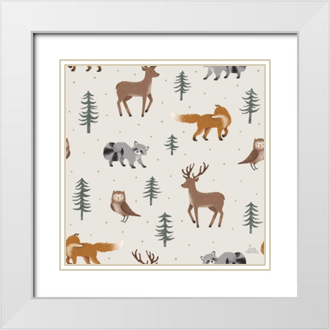 Gone Glamping Pattern VIA White Modern Wood Framed Art Print with Double Matting by Marshall, Laura