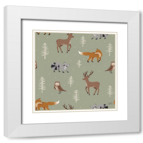 Gone Glamping Pattern VIB White Modern Wood Framed Art Print with Double Matting by Marshall, Laura