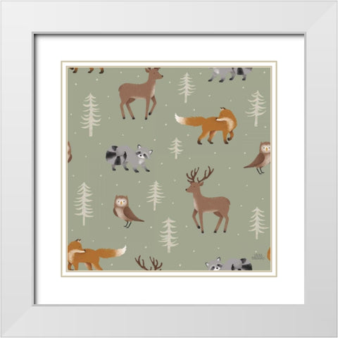 Gone Glamping Pattern VIB White Modern Wood Framed Art Print with Double Matting by Marshall, Laura