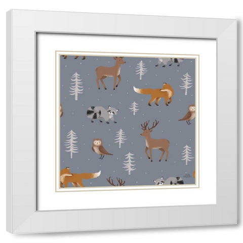 Gone Glamping Pattern VIC White Modern Wood Framed Art Print with Double Matting by Marshall, Laura