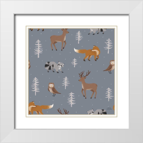 Gone Glamping Pattern VIC White Modern Wood Framed Art Print with Double Matting by Marshall, Laura