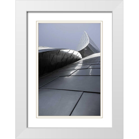 Skyscraper VII White Modern Wood Framed Art Print with Double Matting by Aledanda