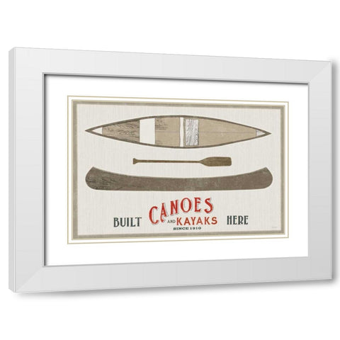 Cabin Life VII Kayak White Modern Wood Framed Art Print with Double Matting by Schlabach, Sue