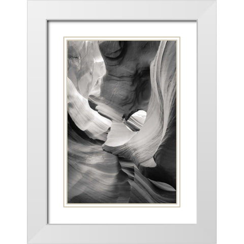 Lower Antelope Canyon IX BW White Modern Wood Framed Art Print with Double Matting by Majchrowicz, Alan