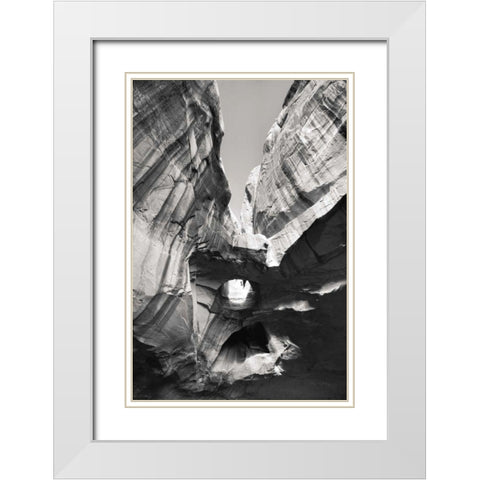 Neon Canyon I BW White Modern Wood Framed Art Print with Double Matting by Majchrowicz, Alan