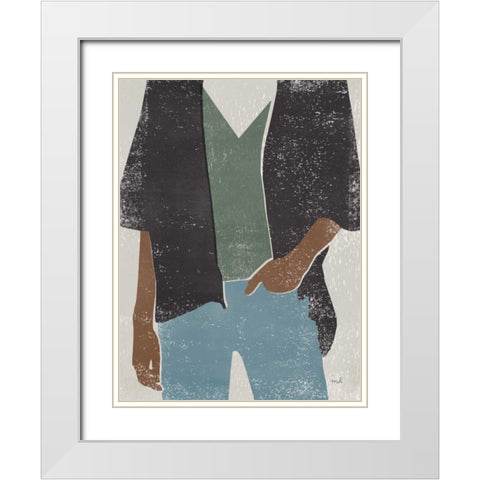 Casual I White Modern Wood Framed Art Print with Double Matting by Hershey, Moira