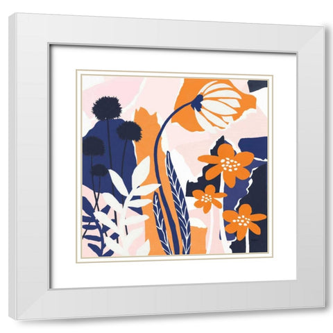 Happy Place Blue White Modern Wood Framed Art Print with Double Matting by Urban, Mary