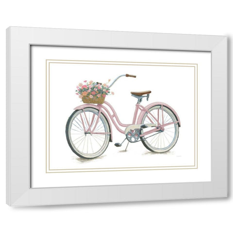 Beach Time III Pink White Modern Wood Framed Art Print with Double Matting by Wiens, James