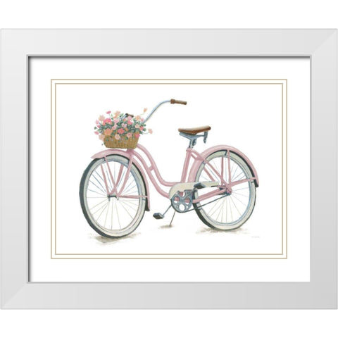 Beach Time III Pink White Modern Wood Framed Art Print with Double Matting by Wiens, James